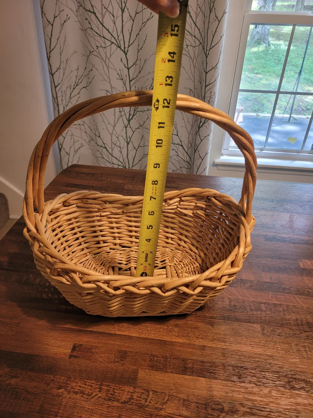 Woven Decorative Basket with Handle - Natural Tan